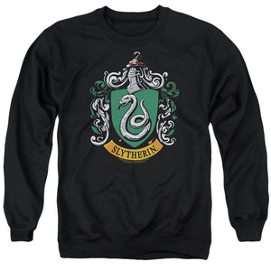AN OFFCIALLY LICENSED HARRY POTTER SLYTHERIN CREST ADULT UNISEX CREWNECK SWEATSHIRT BLACK