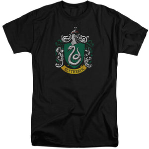 AN OFFCIALLY LICENSED HARRY POTTER SLYTHERIN CREST MEN'S TALL FIT T-SHIRT BLACK