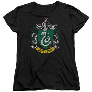 AN OFFCIALLY LICENSED HARRY POTTER SLYTHERIN CREST WOMEN'S REGULAR FIT T-SHIRT BLACK