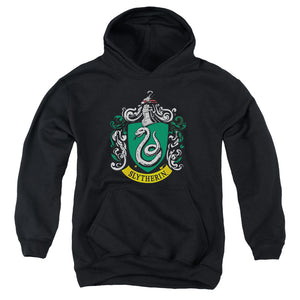 AN OFFCIALLY LICENSED HARRY POTTER SLYTHERIN CREST YOUTH HOODIE BLACK