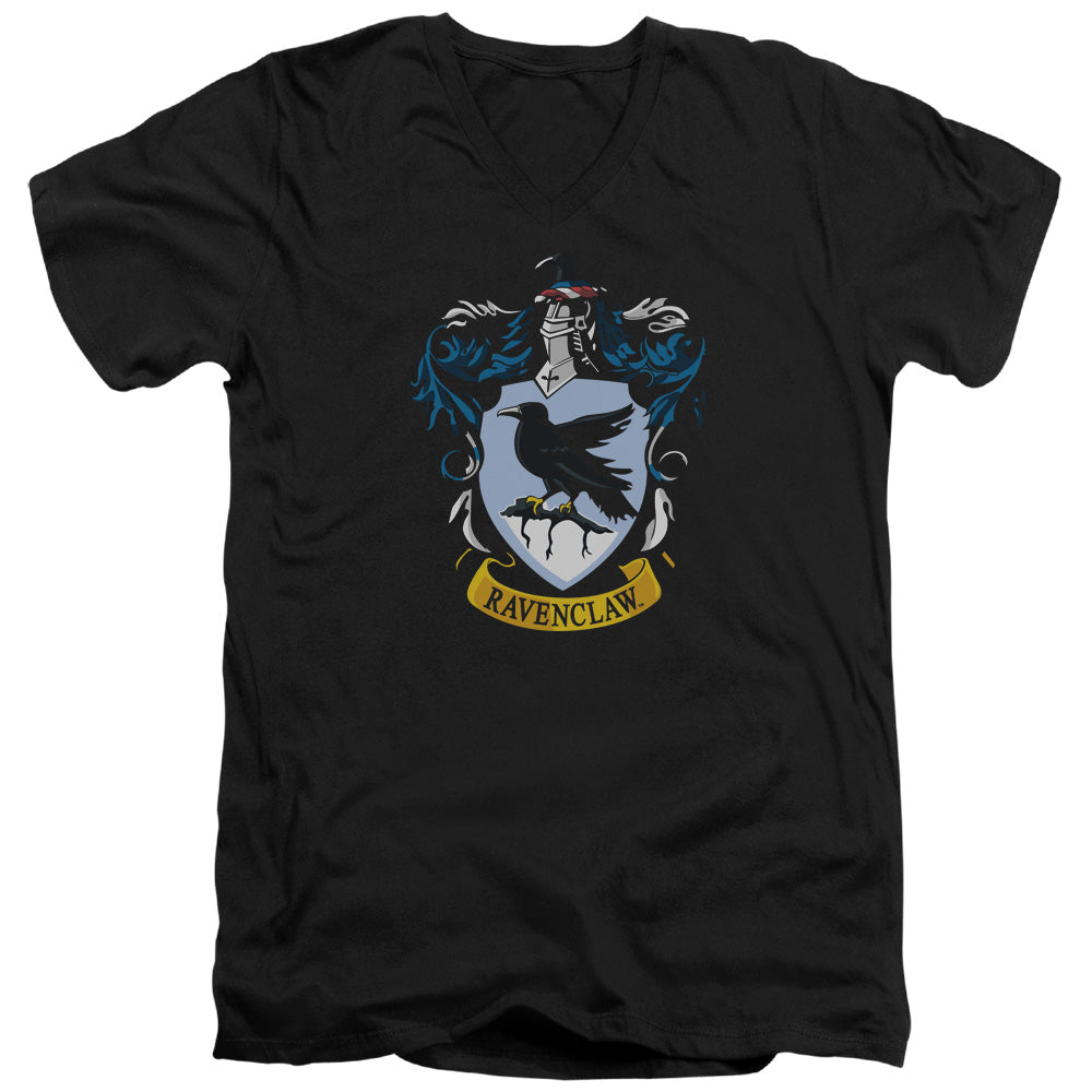 AN OFFCIALLY LICENSED HARRY POTTER RAVENCLAW CREST MEN'S V-NECK T-SHIRT BLACK