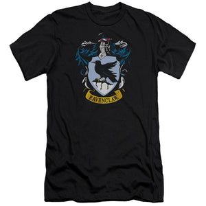 AN OFFCIALLY LICENSED HARRY POTTER RAVENCLAW CREST MEN'S PREMIUM SLIM FIT T-SHIRT BLACK