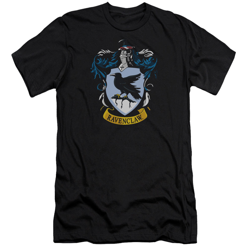 AN OFFCIALLY LICENSED HARRY POTTER RAVENCLAW CREST MEN'S PREMIUM SLIM FIT T-SHIRT BLACK