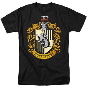 AN OFFCIALLY LICENSED HARRY POTTER HUFFLEPUFF CREST MEN'S REGULAR FIT T-SHIRT BLACK