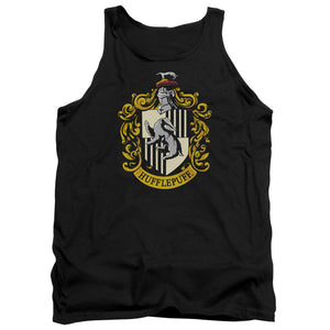 AN OFFCIALLY LICENSED HARRY POTTER HUFFLEPUFF CREST ADULT UNISEX TANK TOP BLACK