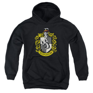 AN OFFCIALLY LICENSED HARRY POTTER HUFFLEPUFF CREST YOUTH HOODIE BLACK