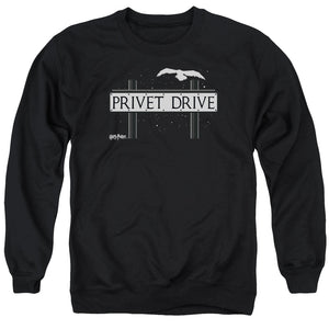 AN OFFCIALLY LICENSED HARRY POTTER PRIVET DRIVE ADULT UNISEX CREWNECK SWEATSHIRT BLACK