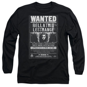 AN OFFCIALLY LICENSED HARRY POTTER WANTED BELLATRIX MEN'S LONG SLEEVE T-SHIRT BLACK