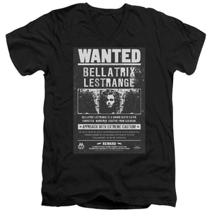 AN OFFCIALLY LICENSED HARRY POTTER WANTED BELLATRIX MEN'S V-NECK T-SHIRT BLACK
