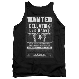 AN OFFCIALLY LICENSED HARRY POTTER WANTED BELLATRIX ADULT UNISEX TANK TOP BLACK