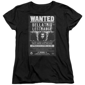 AN OFFCIALLY LICENSED HARRY POTTER WANTED BELLATRIX WOMEN'S REGULAR FIT T-SHIRT BLACK