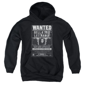 AN OFFCIALLY LICENSED HARRY POTTER WANTED BELLATRIX YOUTH HOODIE BLACK