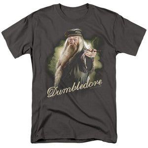 AN OFFCIALLY LICENSED HARRY POTTER DUMBLEDORE WAND MEN'S REGULAR FIT T-SHIRT BLACK