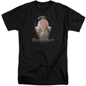 AN OFFCIALLY LICENSED HARRY POTTER DUMBLE DOORS MEN'S TALL FIT T-SHIRT BLACK