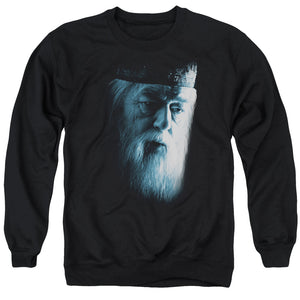 AN OFFCIALLY LICENSED HARRY POTTER DUMBLEDORE FACE ADULT UNISEX CREWNECK SWEATSHIRT BLACK