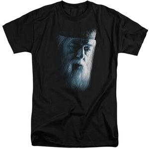 AN OFFCIALLY LICENSED HARRY POTTER DUMBLEDORE FACE MEN'S TALL FIT T-SHIRT BLACK