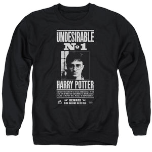 AN OFFCIALLY LICENSED HARRY POTTER UNDESIRABLE NO 1 ADULT UNISEX CREWNECK SWEATSHIRT BLACK