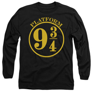 AN OFFCIALLY LICENSED HARRY POTTER 9 3/4 MEN'S LONG SLEEVE T-SHIRT BLACK