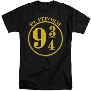 AN OFFCIALLY LICENSED HARRY POTTER 9 3/4 MEN'S TALL FIT T-SHIRT BLACK