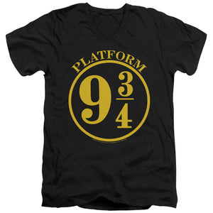 AN OFFCIALLY LICENSED HARRY POTTER 9 3/4 MEN'S V-NECK T-SHIRT BLACK