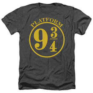 AN OFFCIALLY LICENSED HARRY POTTER 9 3/4 MEN'S HEATHER T-SHIRT CHARCOAL