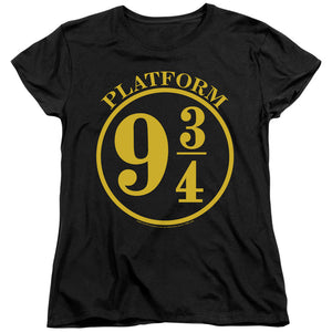 AN OFFCIALLY LICENSED HARRY POTTER 9 3/4 WOMEN'S REGULAR FIT T-SHIRT BLACK