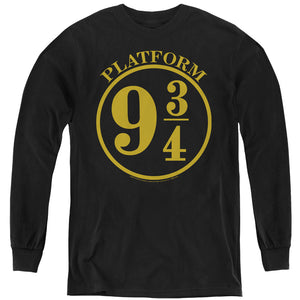 AN OFFCIALLY LICENSED HARRY POTTER 9 3/4 YOUTH LONG SLEEVE T-SHIRT BLACK