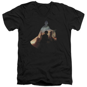 AN OFFCIALLY LICENSED HARRY POTTER VOLDEMORT LOOMS MEN'S V-NECK T-SHIRT BLACK