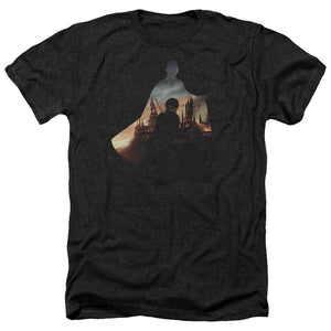 AN OFFCIALLY LICENSED HARRY POTTER VOLDEMORT LOOMS MEN'S HEATHER T-SHIRT CHARCOAL