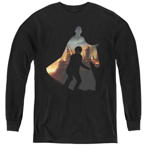 AN OFFCIALLY LICENSED HARRY POTTER VOLDEMORT LOOMS YOUTH LONG SLEEVE T-SHIRT BLACK