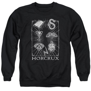 AN OFFCIALLY LICENSED HARRY POTTER HORCRUX SYMBOLS ADULT UNISEX CREWNECK SWEATSHIRT BLACK