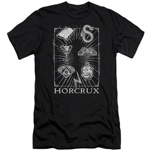 AN OFFCIALLY LICENSED HARRY POTTER HORCRUX SYMBOLS MEN'S PREMIUM SLIM FIT T-SHIRT BLACK