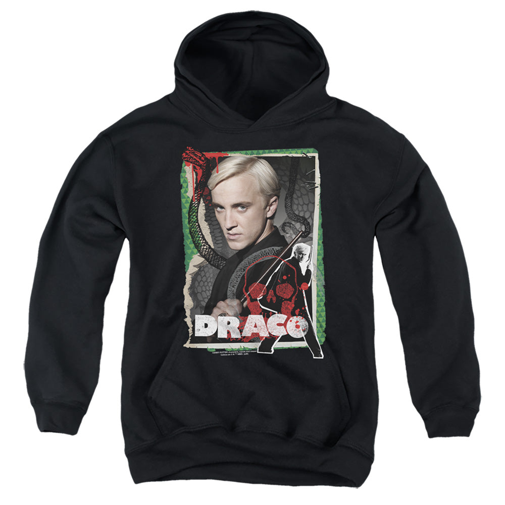 AN OFFCIALLY LICENSED HARRY POTTER DRACO MALFOY PHOTO COLLAGE YOUTH HOODIE BLACK