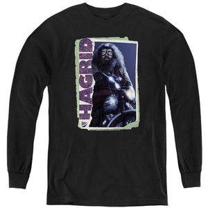 AN OFFCIALLY LICENSED HARRY POTTER RUBEUS HAGRID PHOTO COLLAGE YOUTH LONG SLEEVE T-SHIRT BLACK