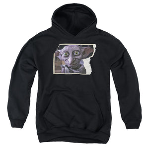 AN OFFCIALLY LICENSED HARRY POTTER DOBBY WORN PHOTO YOUTH HOODIE BLACK
