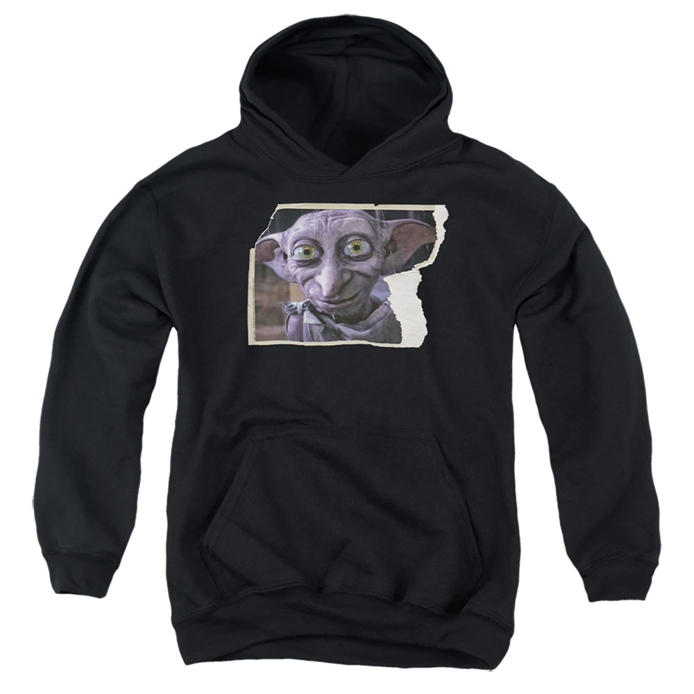 AN OFFCIALLY LICENSED HARRY POTTER DOBBY WORN PHOTO YOUTH HOODIE BLACK