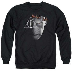 AN OFFCIALLY LICENSED HARRY POTTER NOWHERE IS SAFE ADULT UNISEX CREWNECK SWEATSHIRT BLACK