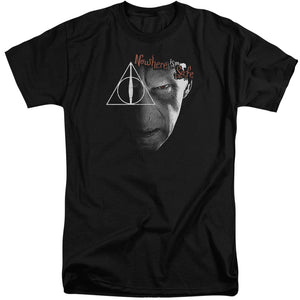 AN OFFCIALLY LICENSED HARRY POTTER NOWHERE IS SAFE MEN'S TALL FIT T-SHIRT BLACK
