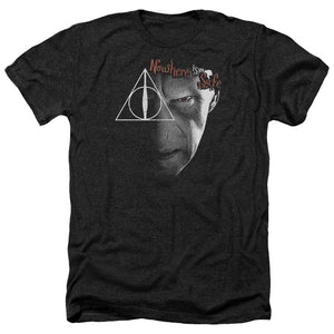 AN OFFCIALLY LICENSED HARRY POTTER NOWHERE IS SAFE MEN'S HEATHER T-SHIRT CHARCOAL