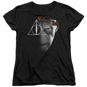 AN OFFCIALLY LICENSED HARRY POTTER NOWHERE IS SAFE WOMEN'S REGULAR FIT T-SHIRT BLACK