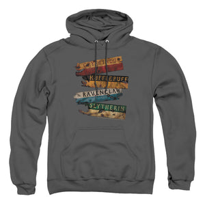 AN OFFCIALLY LICENSED HARRY POTTER BURNT BANNERS ADULT UNISEX PULLOVER HOODIE CHARCOAL