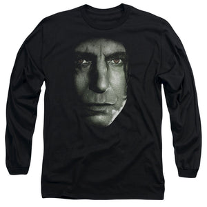 AN OFFCIALLY LICENSED HARRY POTTER SNAPE HEAD MEN'S LONG SLEEVE T-SHIRT BLACK