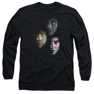AN OFFCIALLY LICENSED HARRY POTTER HERO HEADS MEN'S LONG SLEEVE T-SHIRT BLACK