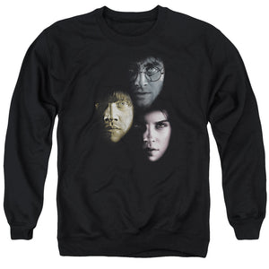 AN OFFCIALLY LICENSED HARRY POTTER HERO HEADS ADULT UNISEX CREWNECK SWEATSHIRT BLACK