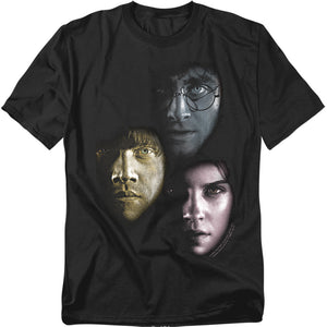 AN OFFCIALLY LICENSED HARRY POTTER HERO HEADS MEN'S REGULAR FIT T-SHIRT BLACK