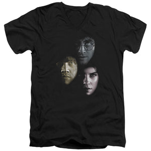 AN OFFCIALLY LICENSED HARRY POTTER HERO HEADS MEN'S V-NECK T-SHIRT BLACK