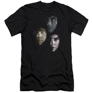 AN OFFCIALLY LICENSED HARRY POTTER HERO HEADS MEN'S PREMIUM SLIM FIT T-SHIRT BLACK