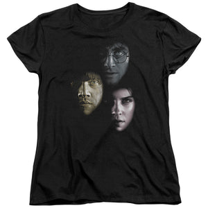 AN OFFCIALLY LICENSED HARRY POTTER HERO HEADS WOMEN'S REGULAR FIT T-SHIRT BLACK