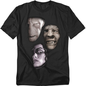 AN OFFCIALLY LICENSED HARRY POTTER VILLIAN HEADS MEN'S REGULAR FIT T-SHIRT BLACK