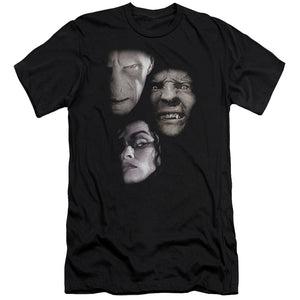 AN OFFCIALLY LICENSED HARRY POTTER VILLIAN HEADS MEN'S PREMIUM SLIM FIT T-SHIRT BLACK